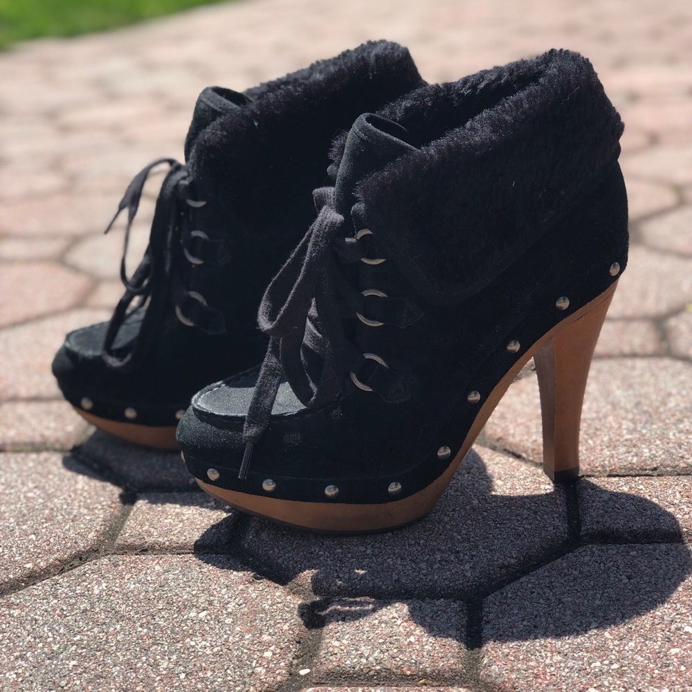 Guess Suede Lace Heel Booties